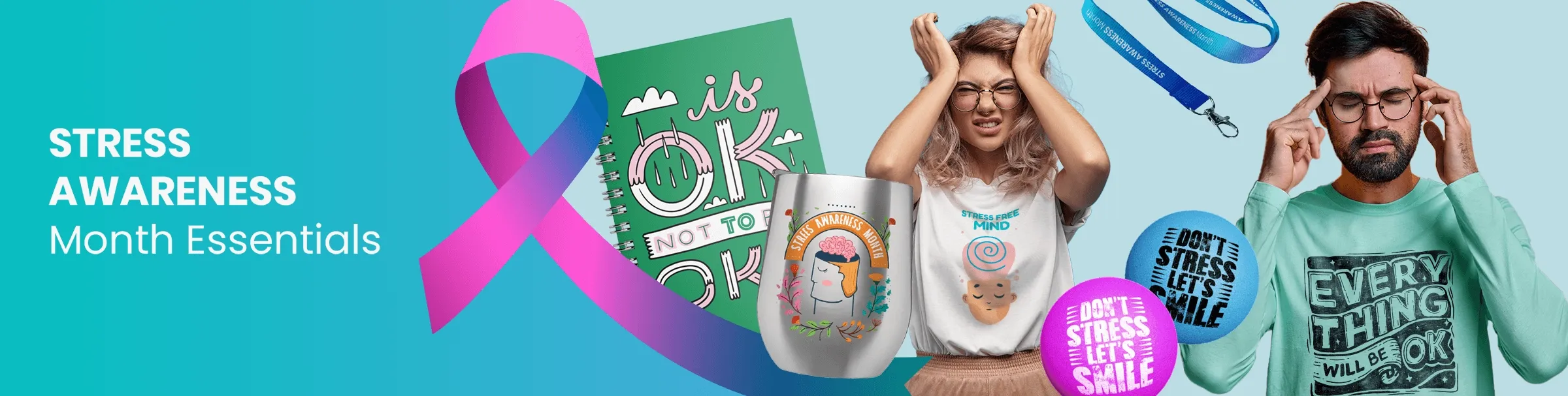 CustomRibbonsNow.Com Stress Awareness Month