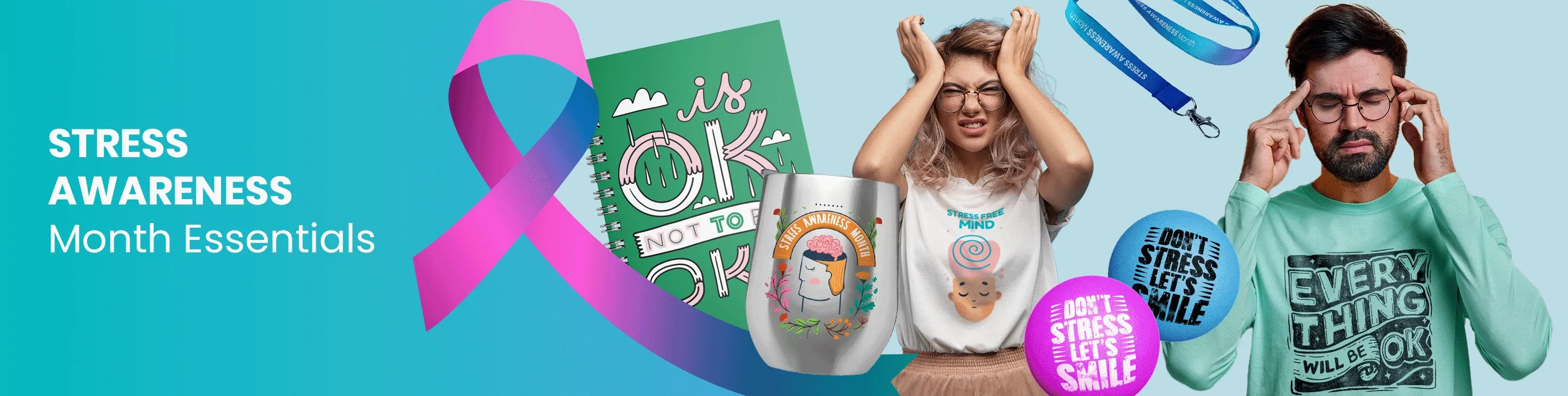 CustomRibbonsNow.Com Stress Awareness Month