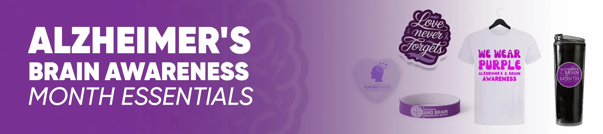 CustomRibbonsNow.Com Alzheimer's Brain Awareness Month