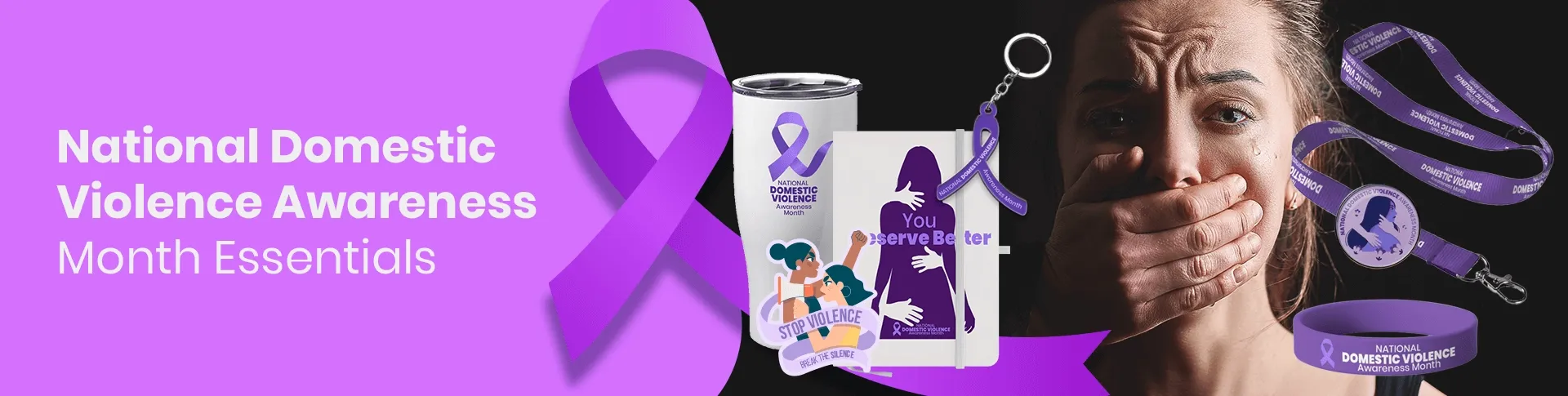 CustomRibbonsNow.Com National Domestic Violence Awareness Month