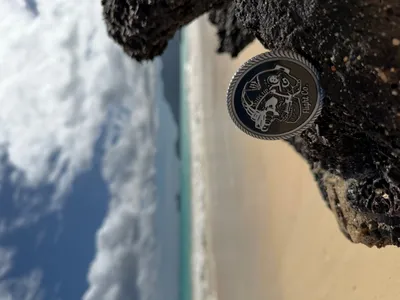 3D Challenge Coins - Challenge coin on the beaches of Hawaii for a product photo shoot