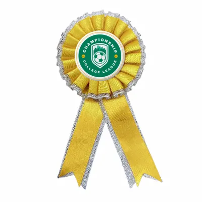 Yellow with silver edge - Custom Ribbons Now