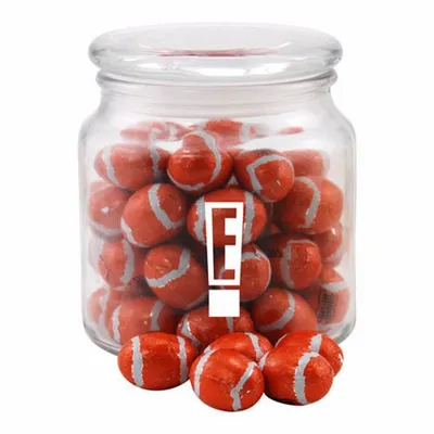 Jar with Chocolate Footballs - SG400 - Custom Ribbons Now