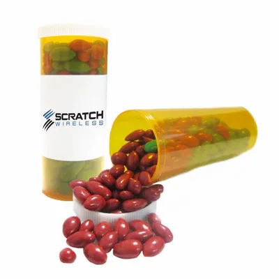 Small Promo Pill Bottles-Chocolate Sunflower Seeds - Custom Ribbons Now