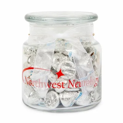 22oz. Glass Jar - Hershey's Chocolate Kisses - Custom Ribbons Now