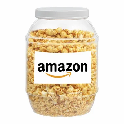 Large Plastic Jar - Caramel Popcorn - Custom Ribbons Now