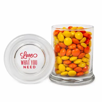 Glass Gourmet Jar - Chocolate Buttons - Custom Ribbons Now