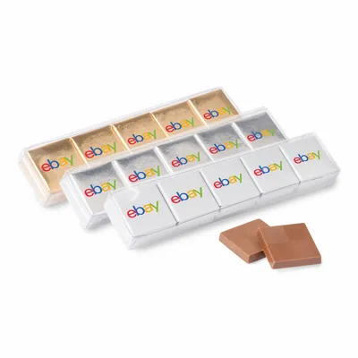 Ten Piece Chocolate Foiled Square Acetate- Full Color - Custom Ribbons Now