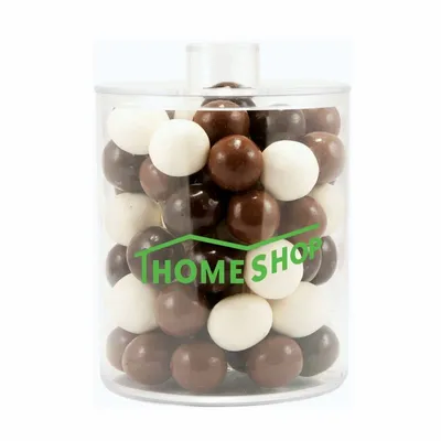 Cylinder Acrylic Gift Jars - Malt Balls - Custom Ribbons Now