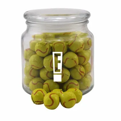 Jar with Chocolate Tennis Balls - SG400 - Custom Ribbons Now