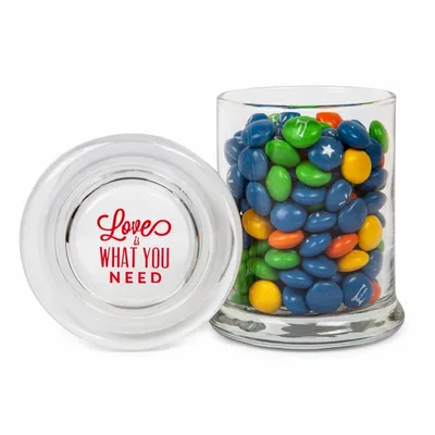 Glass Gourmet Jar - Chocolate Buttons Imprinted - Custom Ribbons Now