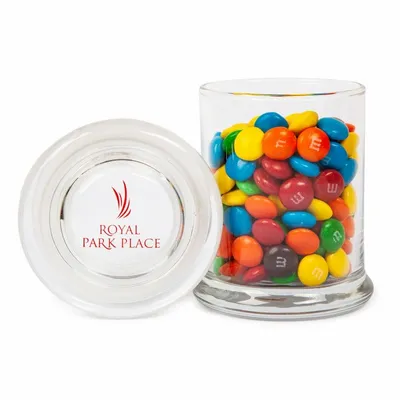 M&M'S® in Glass Gourmet Jar - Custom Ribbons Now