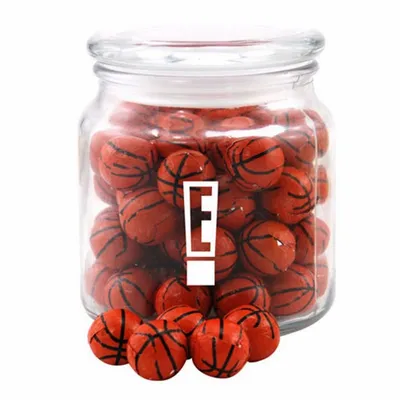 Jar with Chocolate Basketballs - SG400 - Custom Ribbons Now