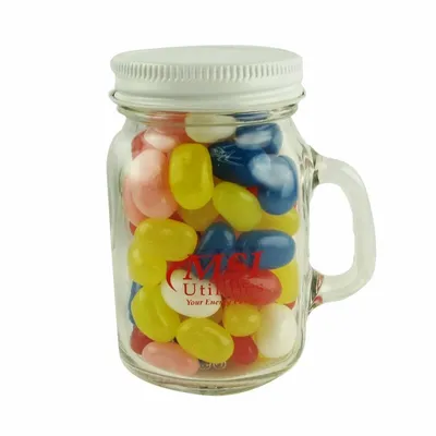Glass Mini Mason Jars - Gourmet Jelly Beans - Custom Ribbons Now
