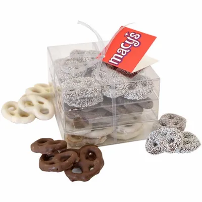 3 Way Pretzel Stack Acetate Tower - TRB801 - Custom Ribbons Now
