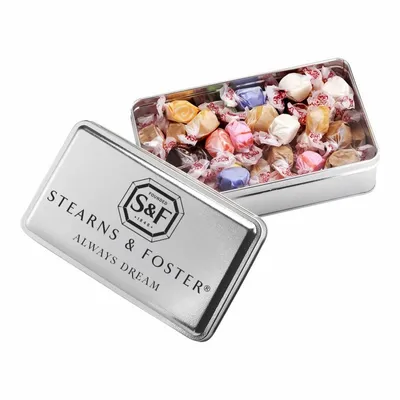 2-Share Tin - Salt Water Taffy/Assorted Fruit Sours - Custom Ribbons Now