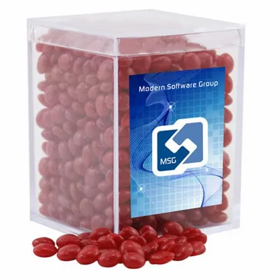 Acrylic Box with Red Hots - Small - Custom Ribbons Now