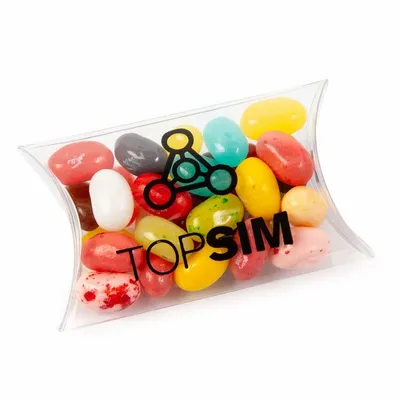 Small Pillow Acetate Box with Jelly Belly - Custom Ribbons Now