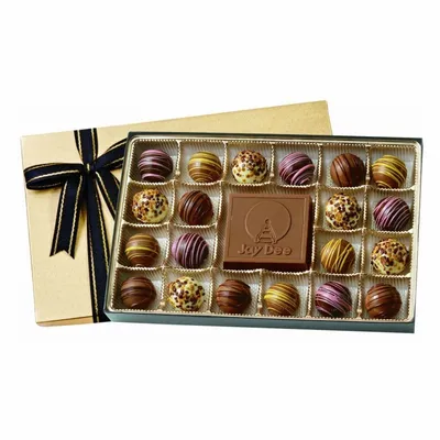 Truffle Gift Box with 20 Chocolate Truffles - Custom Ribbons Now