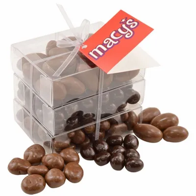 3 Way Chocolate Stack Acetate Tower - Custom Ribbons Now