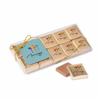 Twenty Piece Chocolate Foiled Square Box-Full Color - Custom Ribbons Now