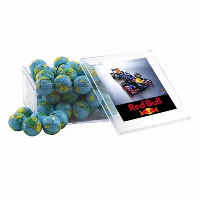 Acrylic Box with Chocolate Globes - Large - Custom Ribbons Now