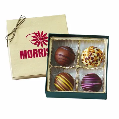 Truffle Gift Box with 4 Truffles - Custom Ribbons Now