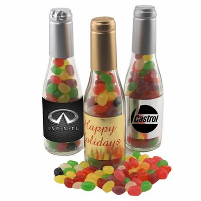 Champagne Bottle w/ Teenee Beanee Jelly Beans 8" - Custom Ribbons Now
