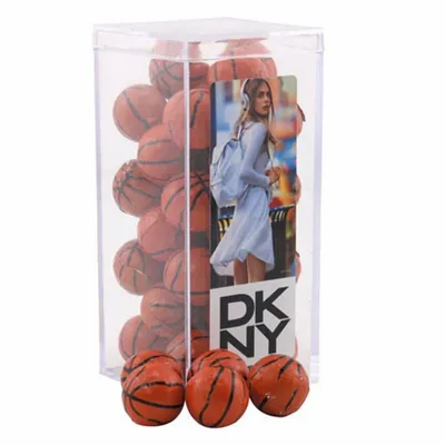 Acrylic Box with Chocolate Basketballs - Medium - Custom Ribbons Now