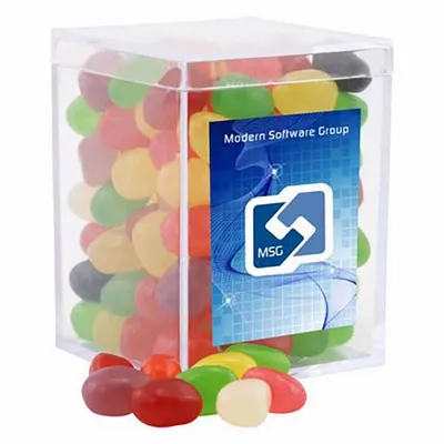 Small Acrylic Candy Box with Assorted Jelly Beans - Custom Ribbons Now