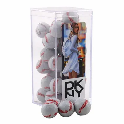 Acrylic Box with Chocolate Baseballs - Medium - Custom Ribbons Now