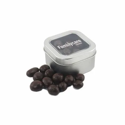 Window Tin w/ Choc Espresso Beans - Custom Ribbons Now