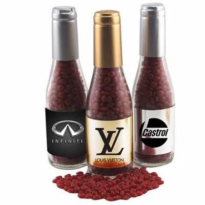 Champagne Bottle with Red Hots 8" - Custom Ribbons Now