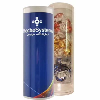 3 Piece Holiday Gift Tube with Lindor Truffles - Custom Ribbons Now