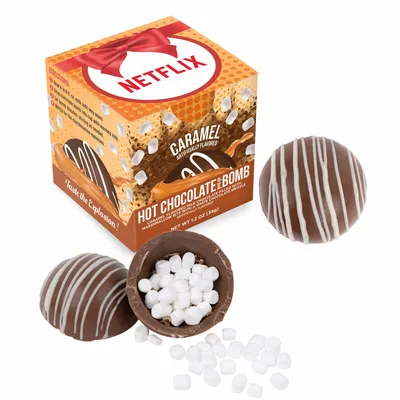 Hot Chocolate Bomb Caramel Flavor in Full Color Box - Custom Ribbons Now