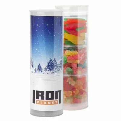 Clever Candy 3 Piece Gift Tube with Gummy Candy - Custom Ribbons Now