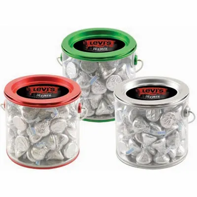Tin Pail with Hershey Kisses - Custom Ribbons Now