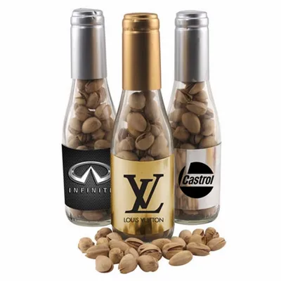 Champagne Bottle w/ Pistachios 8" - Custom Ribbons Now