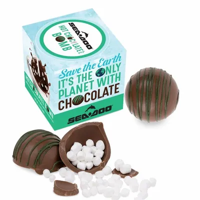 Hot Chocolate Bomb with Green Drizzle - Custom Ribbons Now