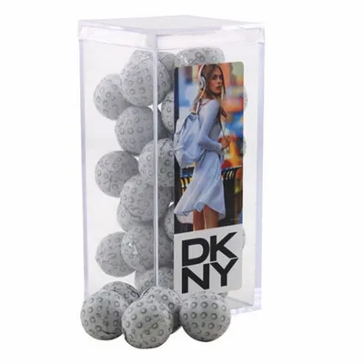 Acrylic Box with Chocolate Golf Balls - Medium - Custom Ribbons Now