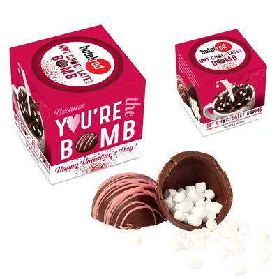 Hot Chocolate Bomb with Pink Drizzle - Custom Ribbons Now
