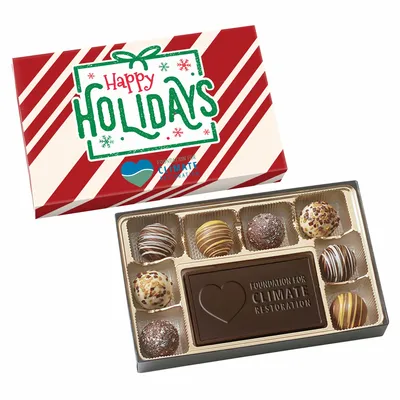 Truffle Gift Box Full Color Lid with 8 Truffles - Custom Ribbons Now