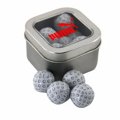 Window Tin with Chocolate Golf Balls - SBF2500 - Custom Ribbons Now