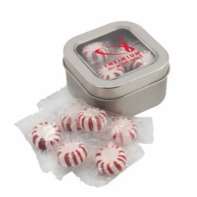 Window Tin with Starlight Peppermints - SBF2500 - Custom Ribbons Now