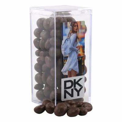 Acrylic Box with Chocolate Covered Peanuts - Medium - Custom Ribbons Now