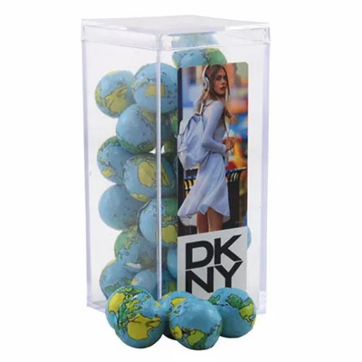 Acrylic Box with Chocolate Globes - Medium - Custom Ribbons Now
