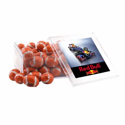 Acrylic Box with Chocolate Footballs - Large - Custom Ribbons Now
