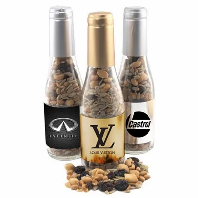 Champagne Bottle with Trail Mix 8" - Custom Ribbons Now
