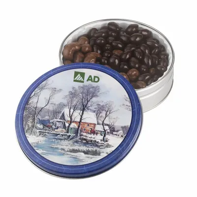 Glad Tidings Tins - Dark Choc Almonds & Milk Choc Cashews - Custom Ribbons Now