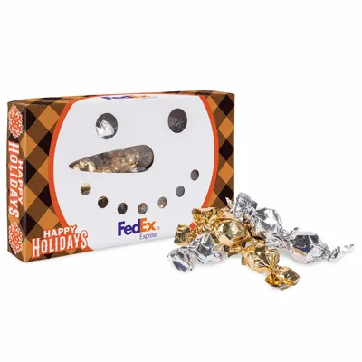 Snowman Die Cut Box with Twist Wrapped Truffles - Custom Ribbons Now